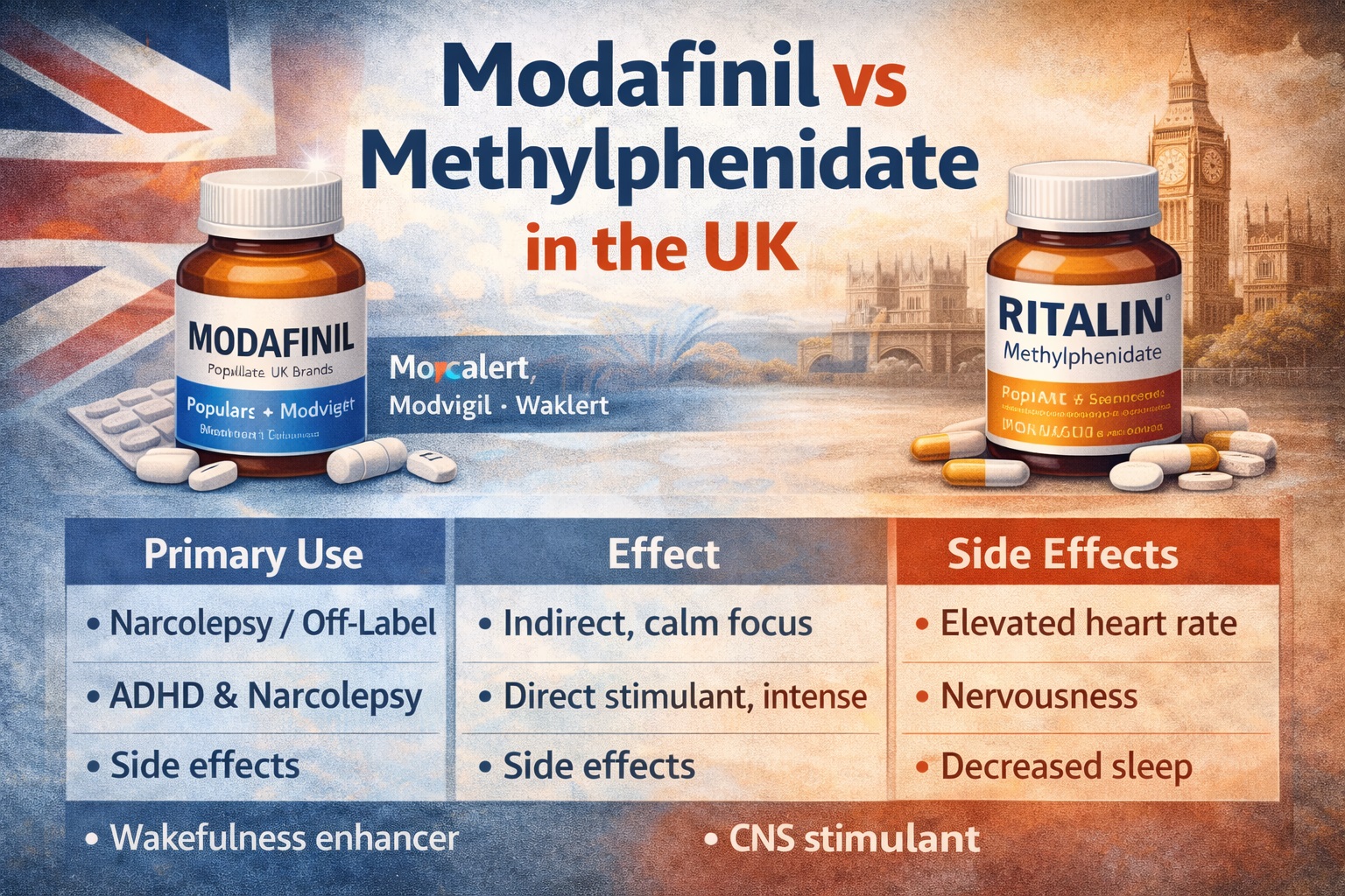 Modafinil vs Methylphenidate in the UK: Key Differences Explained